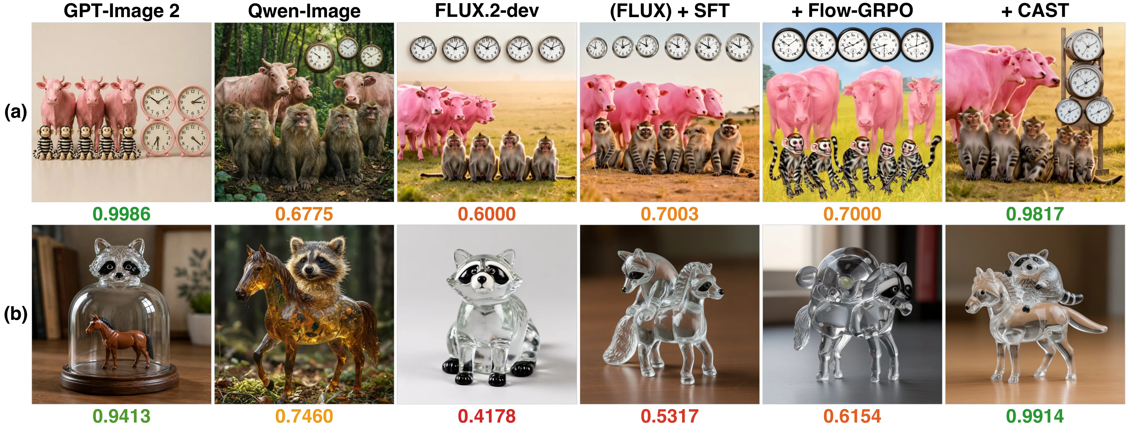Compositional failures in baselines and CAST's improvement